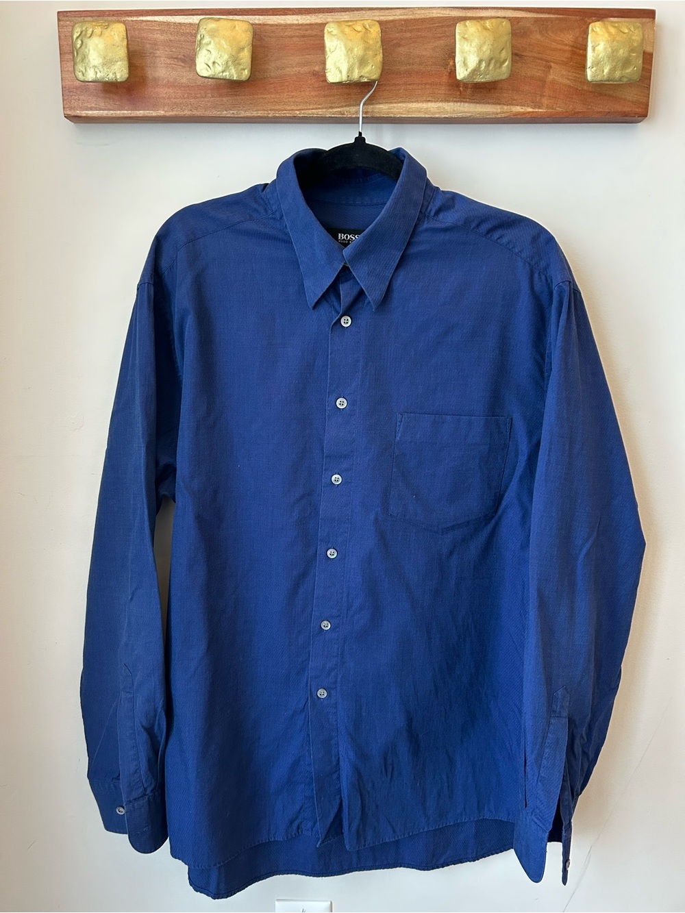 Hugo Boss 100% Cotton Blue Dress Shirt size  44 / 17.5